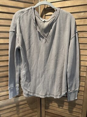 Z Supply Waffle Knit Long Sleeve Shirt ~ Taupe Brown ~ S